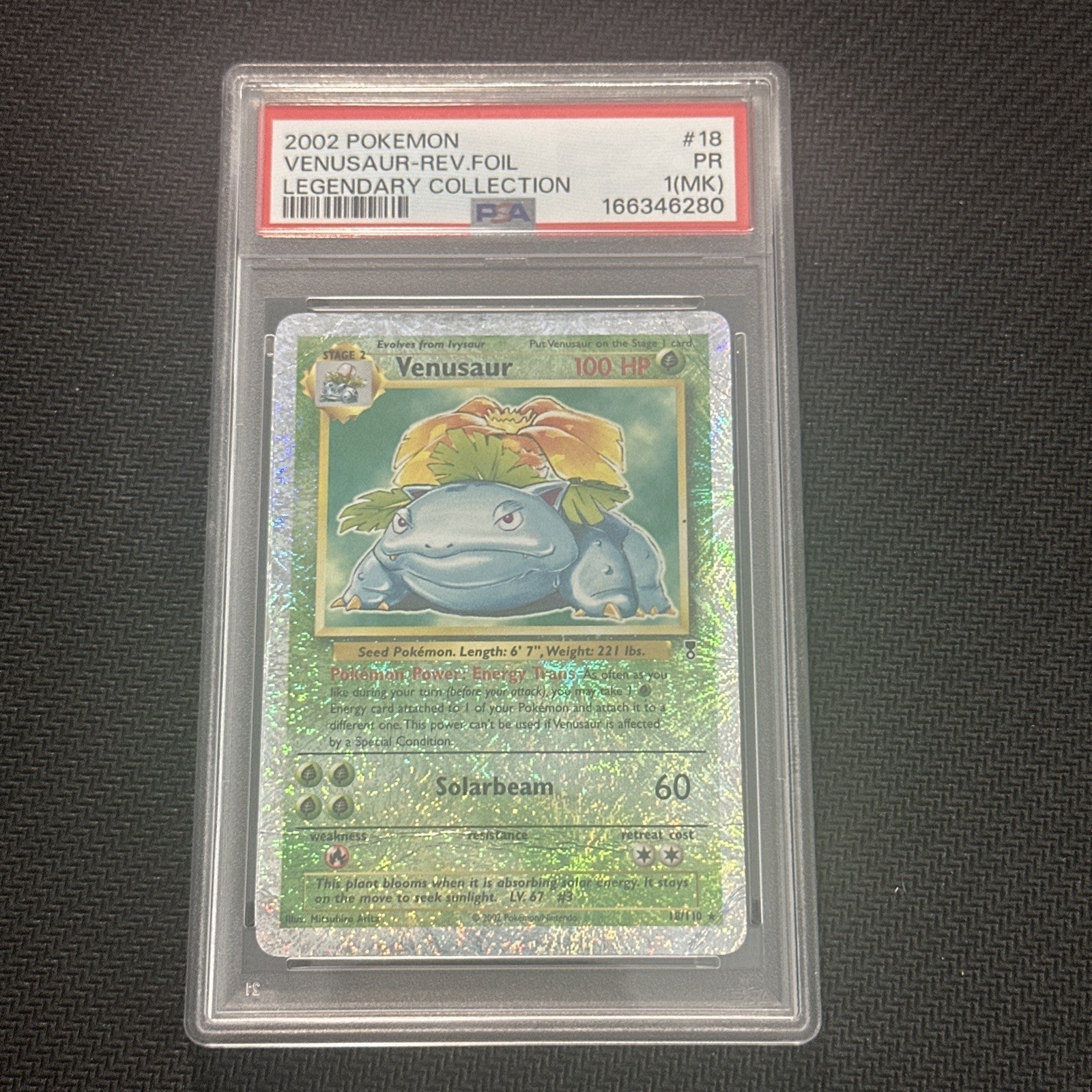 2002 POKEMON LEGENDARY COLLECTION #18 VENUSAUR-REVERSE FOIL PSA 1 (MK)
