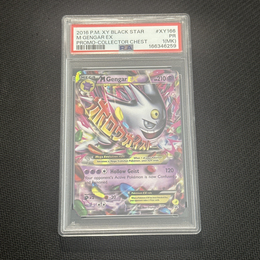PSA 1 (MK) 2016 Pokemon XY Black Star Prom Mega M Gengar EX Full Art XY166 Holo