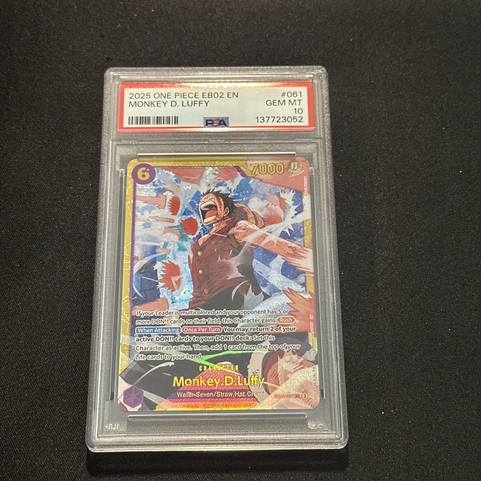 One Piece Extra Booster Anime 25th Collection Monkey D Luffy EB02 061 SEC PSA 10
