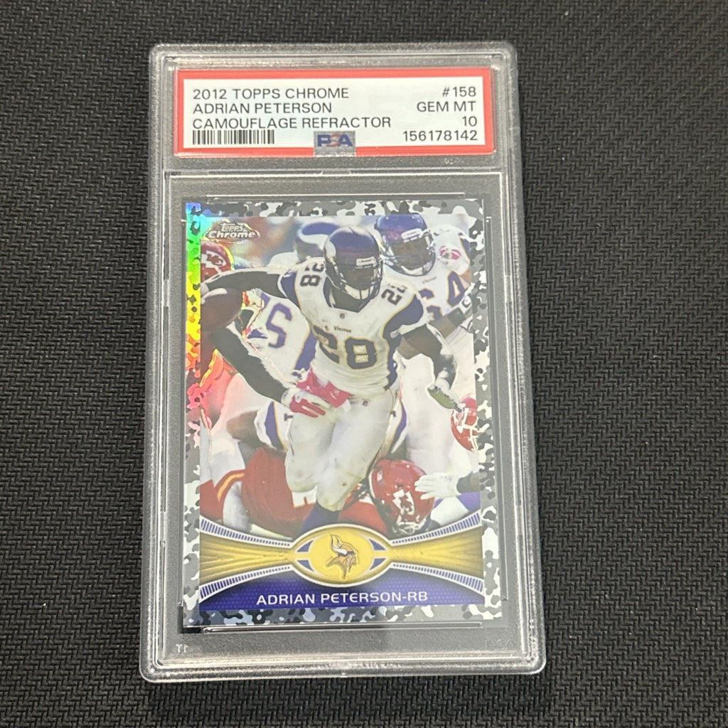 2012 Topps Chrome #158 Adrian Peterson /499 Camo Refractor Vikings PSA 10 Gem