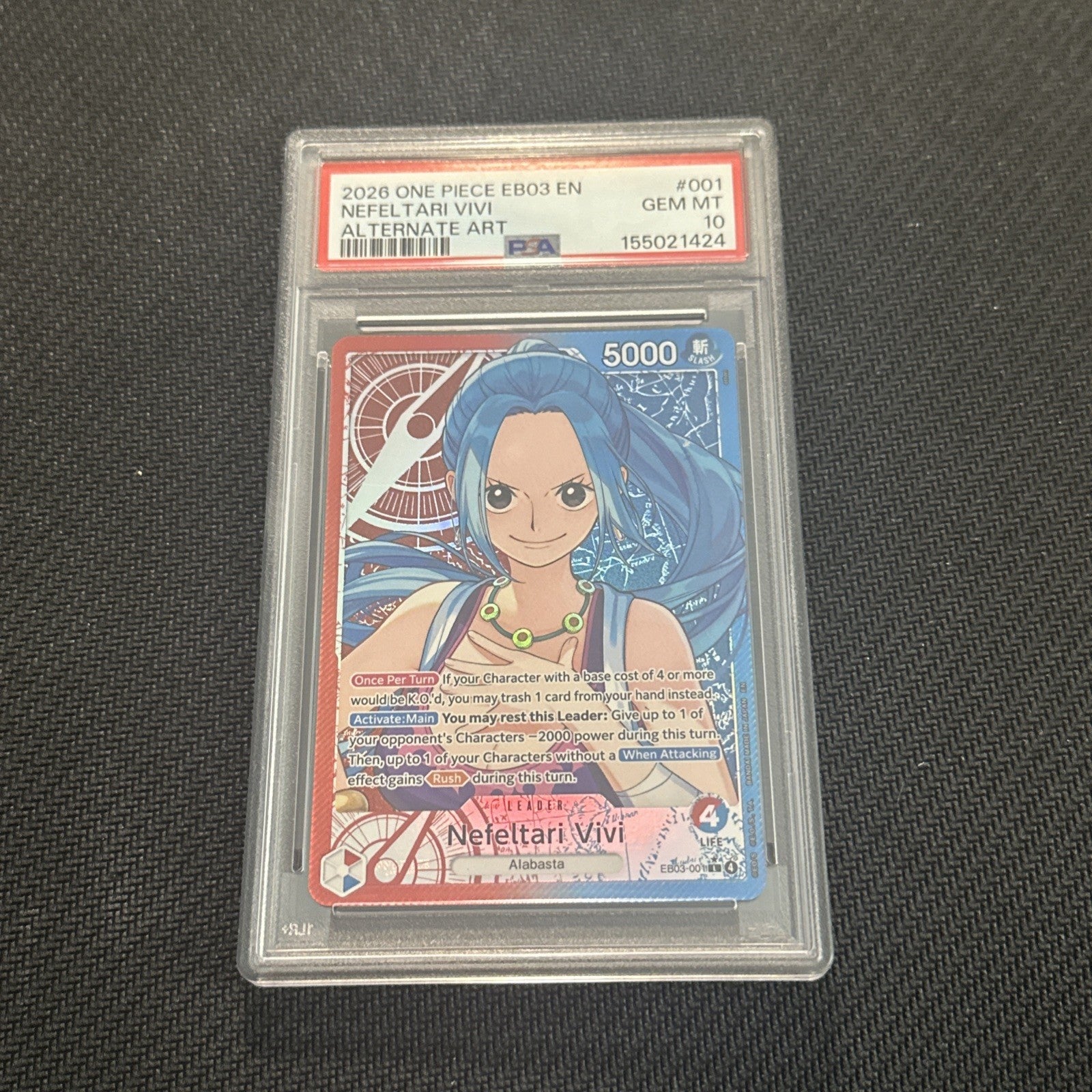 2026 ONE PIECE EB03 NEFELTARI VIVI ALTERNATE ART PSA 10 GEM MINT