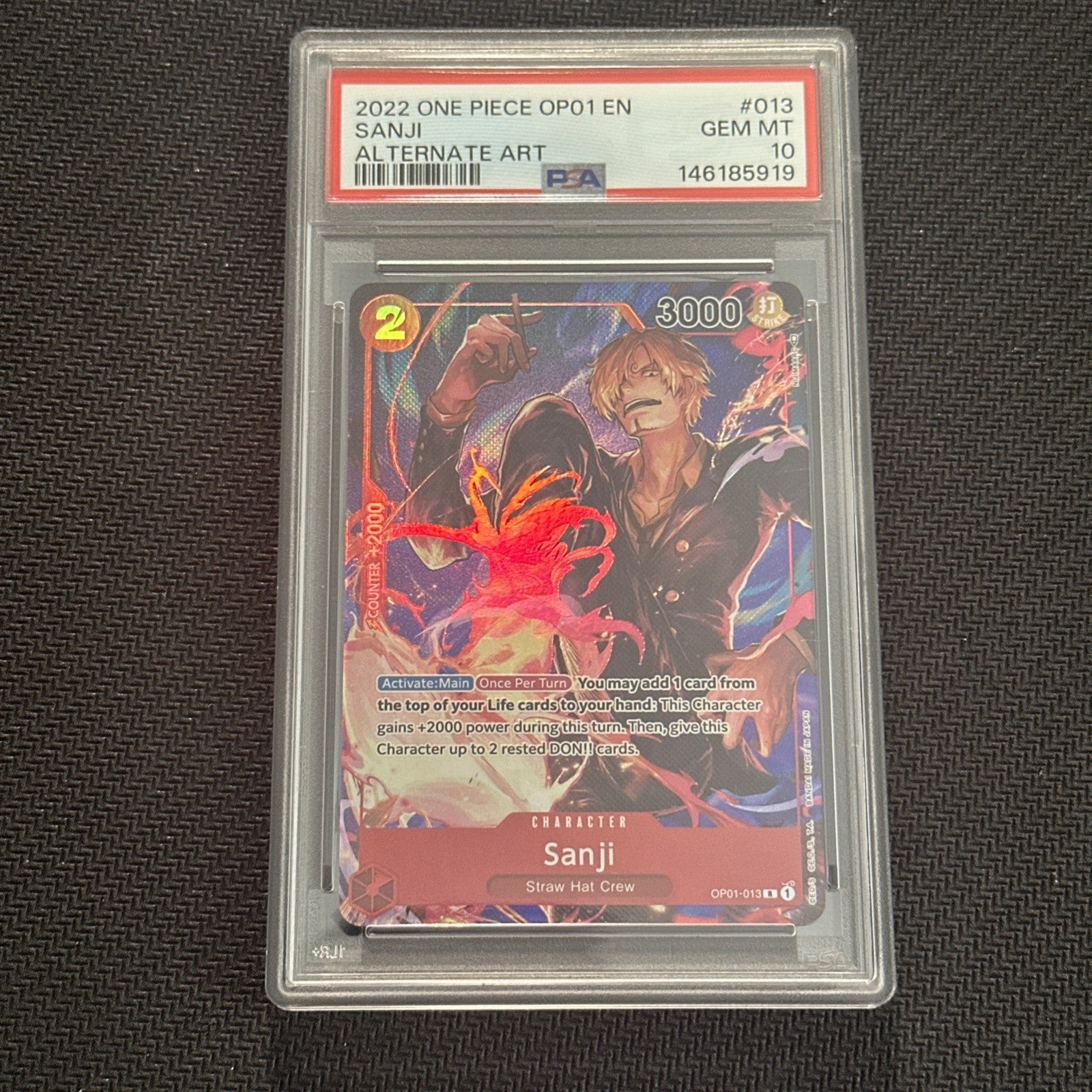 SANJI OP01-013 ROMANCE DAWN ALTERNATE ART - ONE PIECE PSA 10 GEM MINT