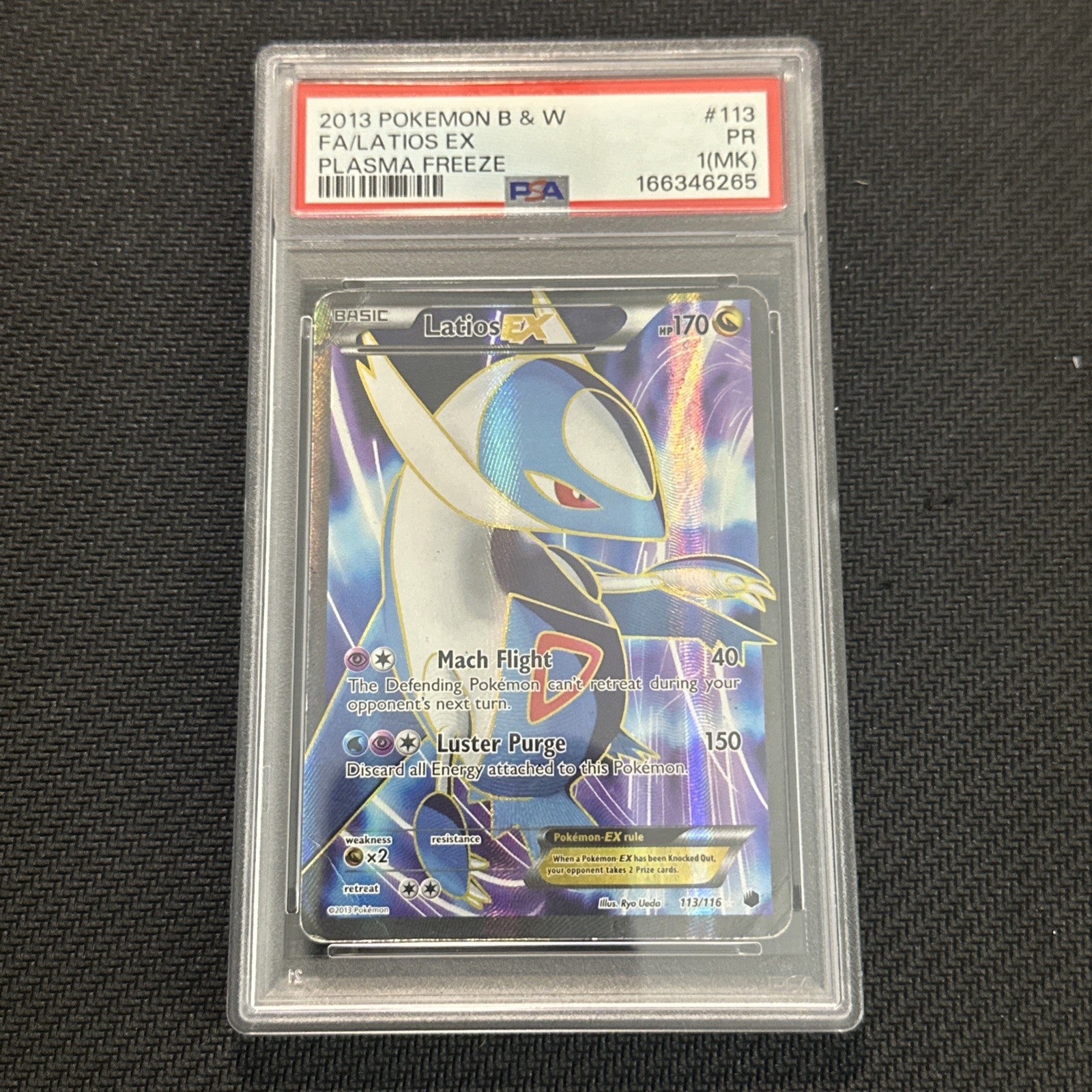 2013 POKEMON BLACK & WHITE PLASMA FREEZE #113 FULL ART/LATIOS EX PSA 1 (MK)