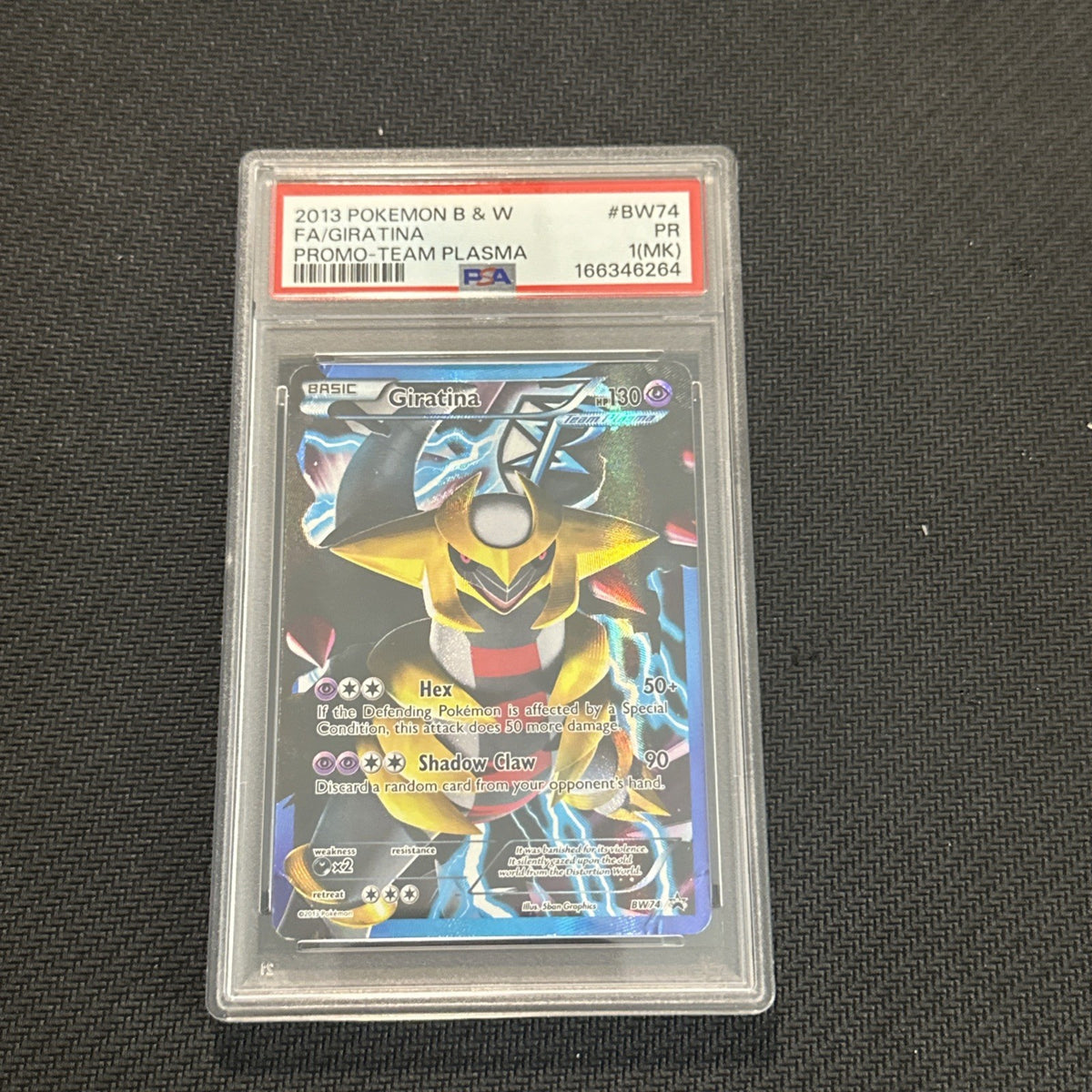 2013 POKEMON BLACK & WHITE PROMO TEAM PLASMA #BW74 FULL ART/GIRATINA PSA 1 (MK)