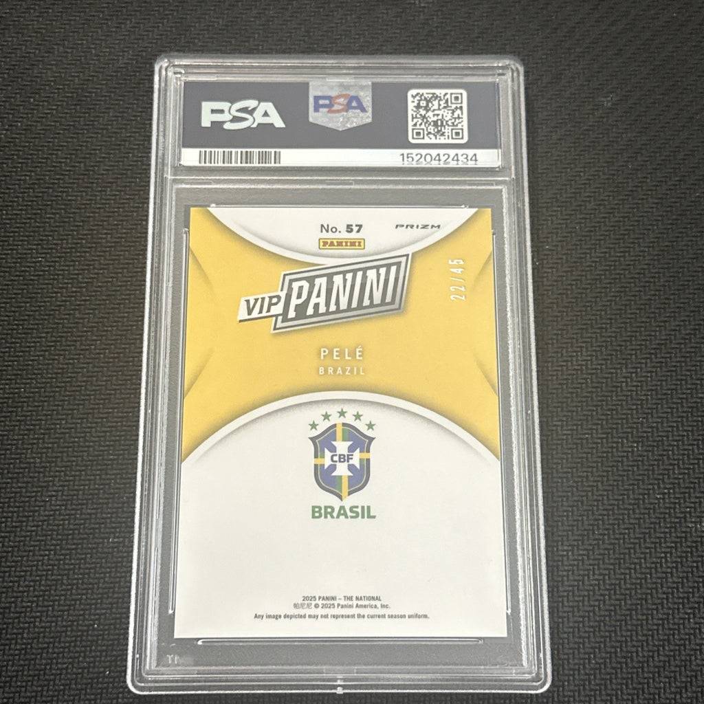 2025 Panini NSCC VIP Gold Pele #57 National Sparkle Prizm PSA 10 GEM MINT Brazil