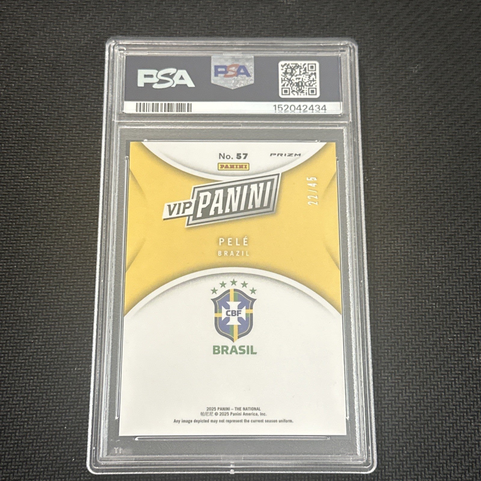 2025 Panini NSCC VIP Gold Pele #57 National Sparkle Prizm PSA 10 GEM MINT Brazil