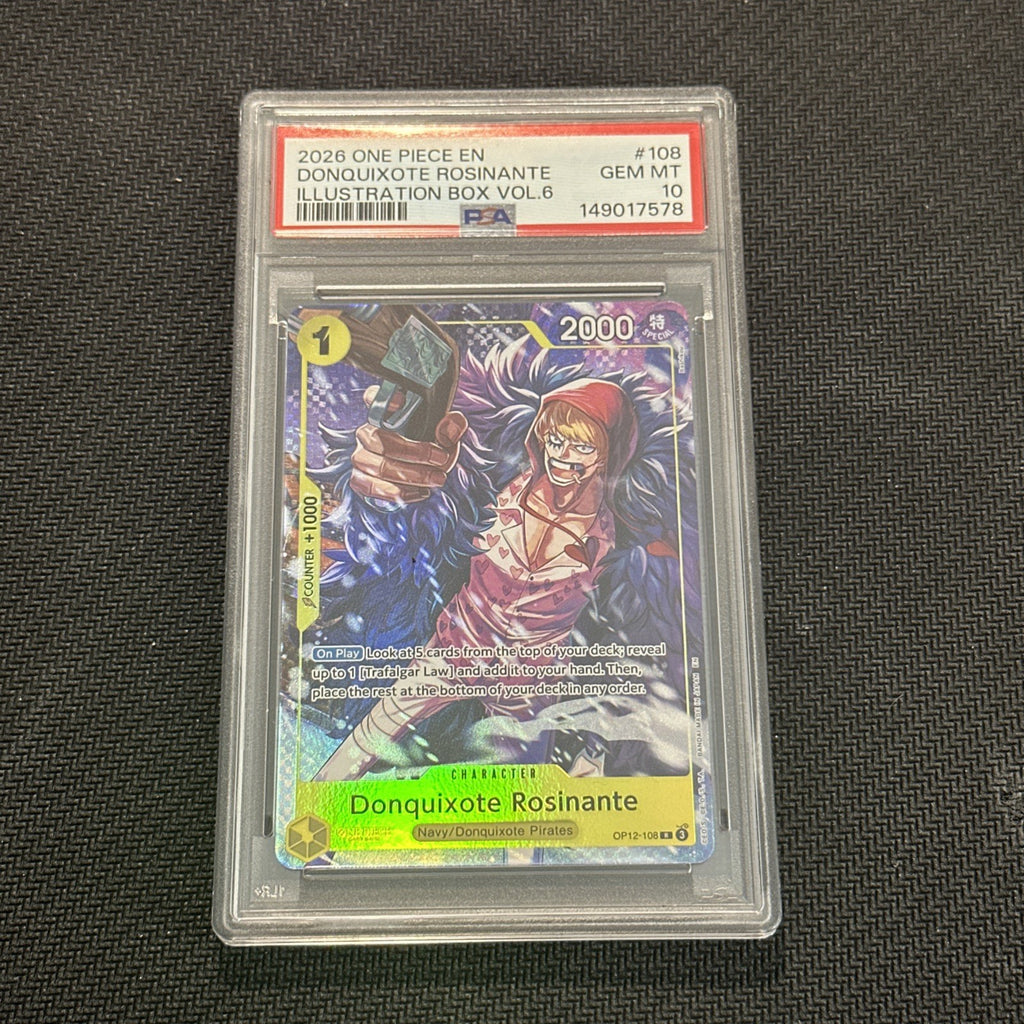 Donquixote Rosinante One Piece Illustration Box Vol. 6 OP12-108 PSA 10 GEM MINT