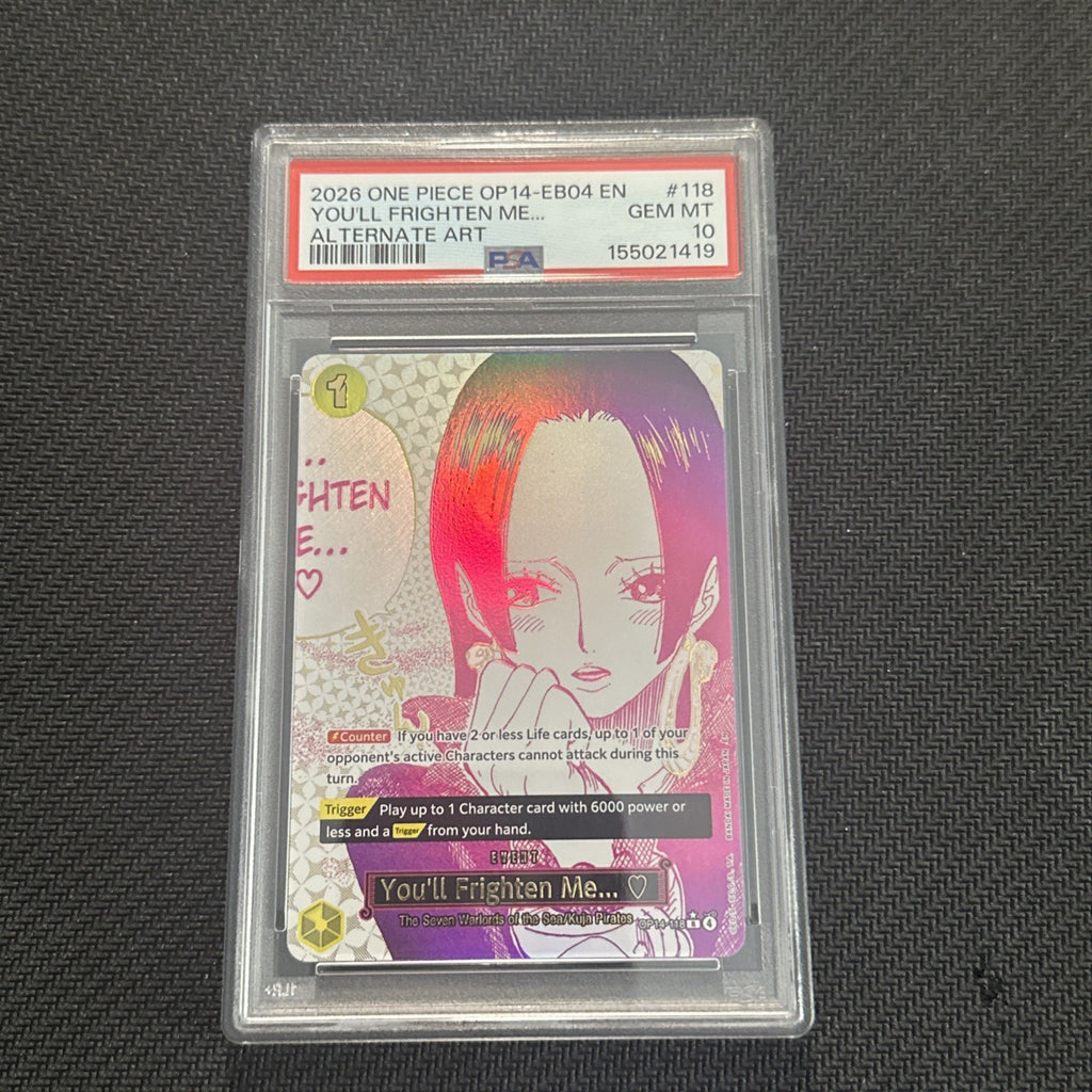 ONE PIECE OP14-EB04 THE AZURE SEA'S SEVEN 118 YOU'LL FRIGHTEN ME PSA 10 GEM MINT