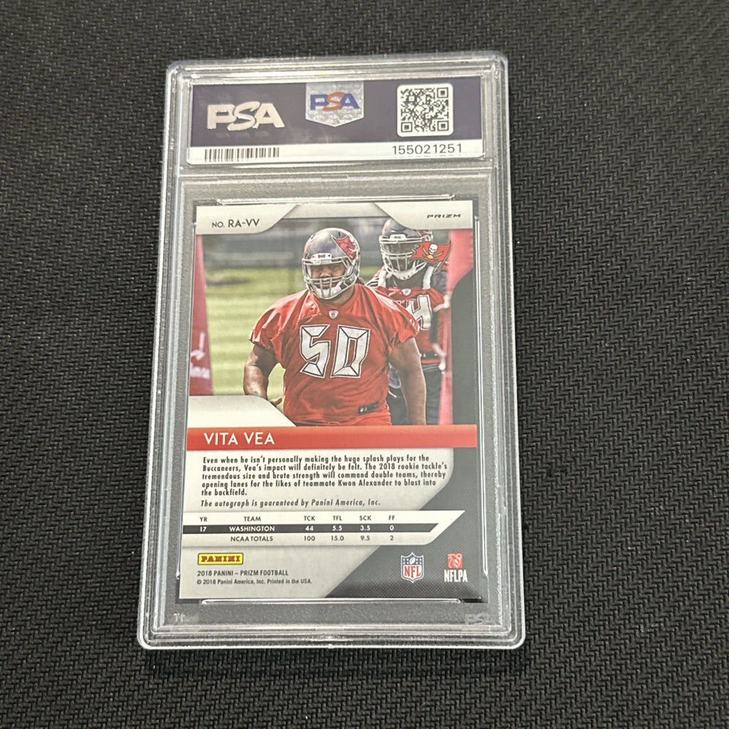 56256763 Vita Vea 2018 Panini Prizm Silver Prizm Rookie Auto RC #RA-VV PSA 10