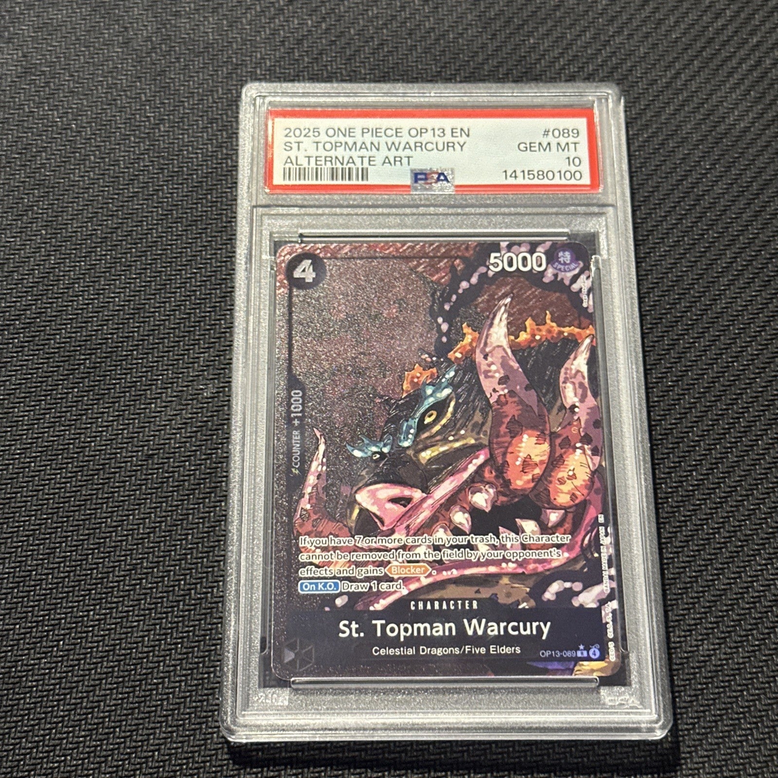 One Piece St. Topman Warcury Alternate Art Op13-089 Psa 10 Gem Mint