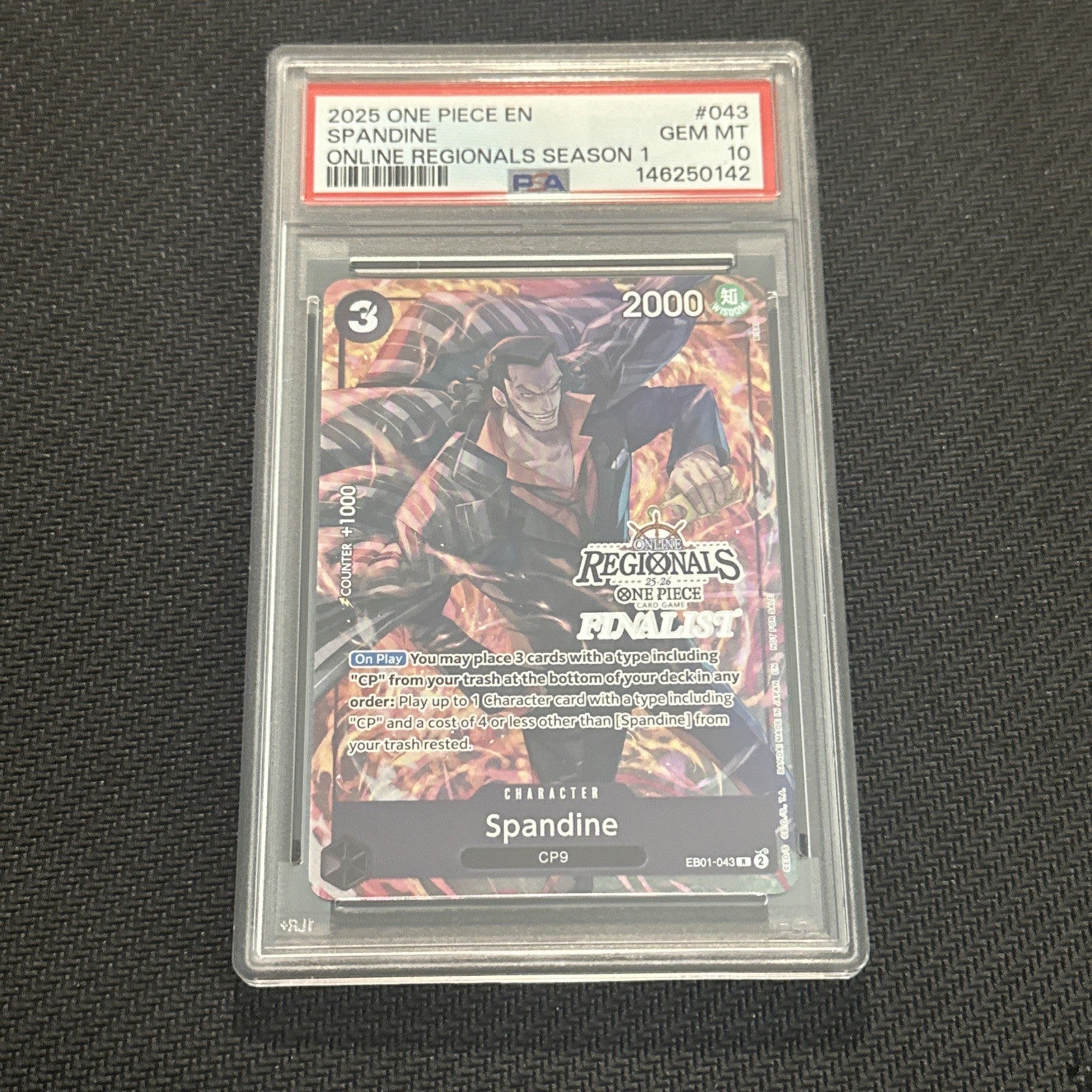 2025 One Piece Online Regionals Season 1 Finalist Spandine PSA 10 Gem Mint